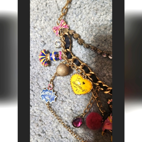 Retired Betsey Johnson Cheer charm multi layered necklace